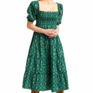 The Nesli Nap Dress - Emerald Trellis - Emerald Trellis; size XS